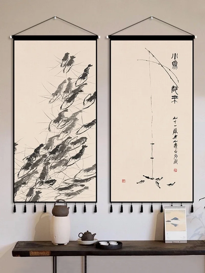 Ink Painting Living Room Decoration Chinese Style Living Room Porch Ancient Rhyme Wall Decoration Hanging Cloth Zen Tapestry