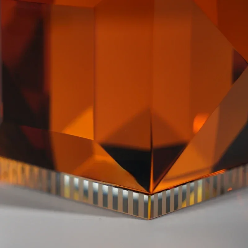 

Popular contestant High-end Hand Cut Crystal Amber Fruit Plate Luxury Villa Home Hotel Restaurant Dim Sum