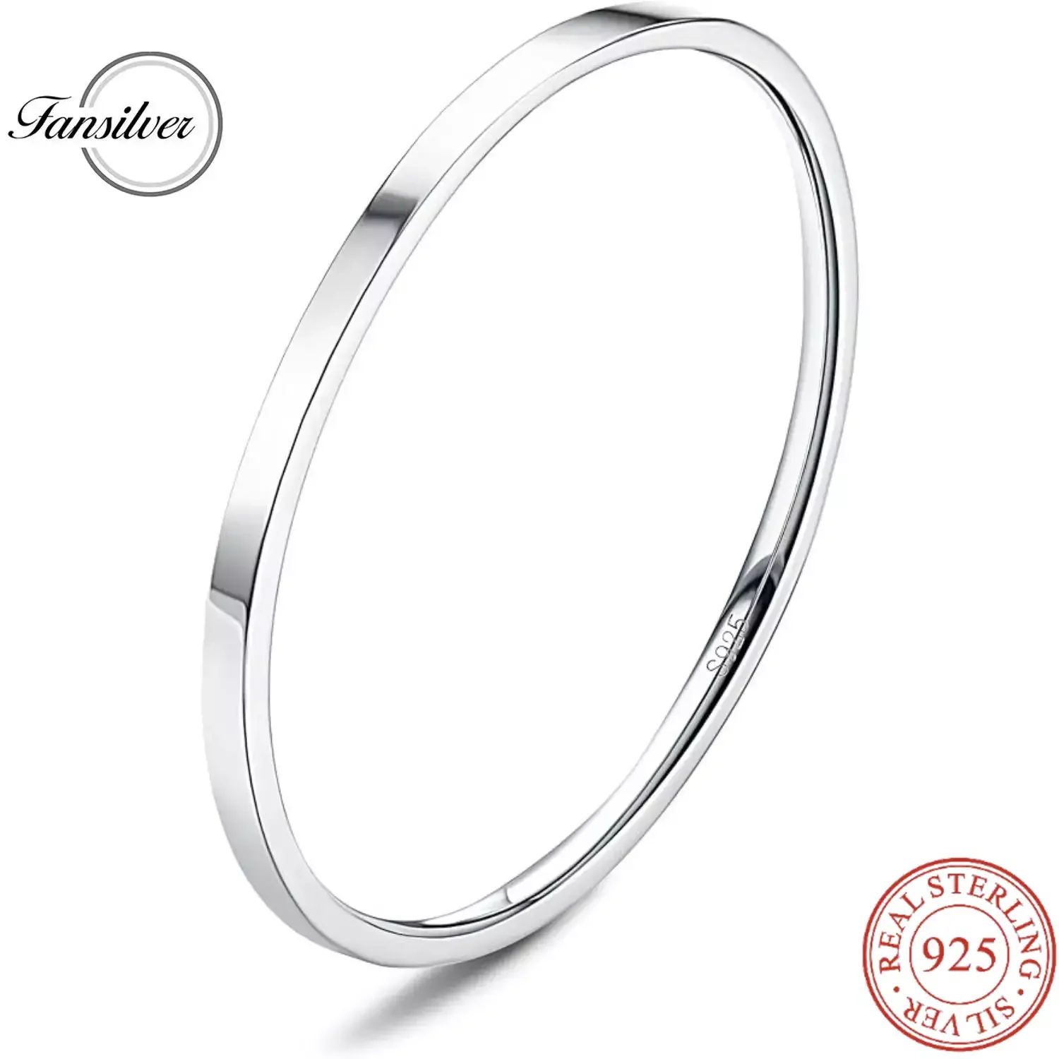 

Fansilver Sterling Silver Rings for Women Men 18K White Gold Filled Thumb Ring Silver Band Stackable Statement Thin Plain Ring