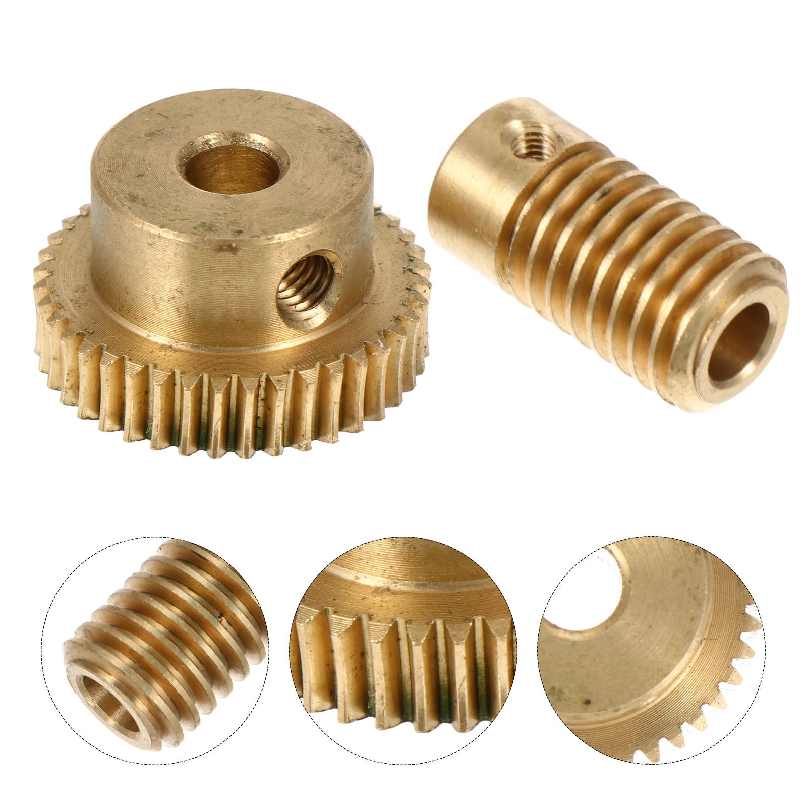 

2 Pcs Modulus 5mm Hole Brass Gear Shaft 40 Teeth Wheel Copper Small Modulus Gear With Worm Worm Hardware