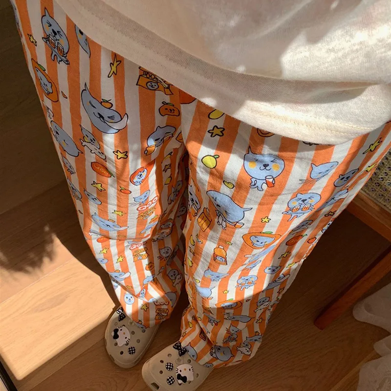 

Summer New Cool Cartoon Women's Loose Casual orts Thin Home Wear Walking Pants Youth Low Waist ort Length Home Pants