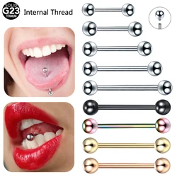 1PC Titanium Tongue Piercing Internally Thread Nipple Barbell Lengua Piercing 16G 14G Earring Helix Tragus Body Jewelry Retainer