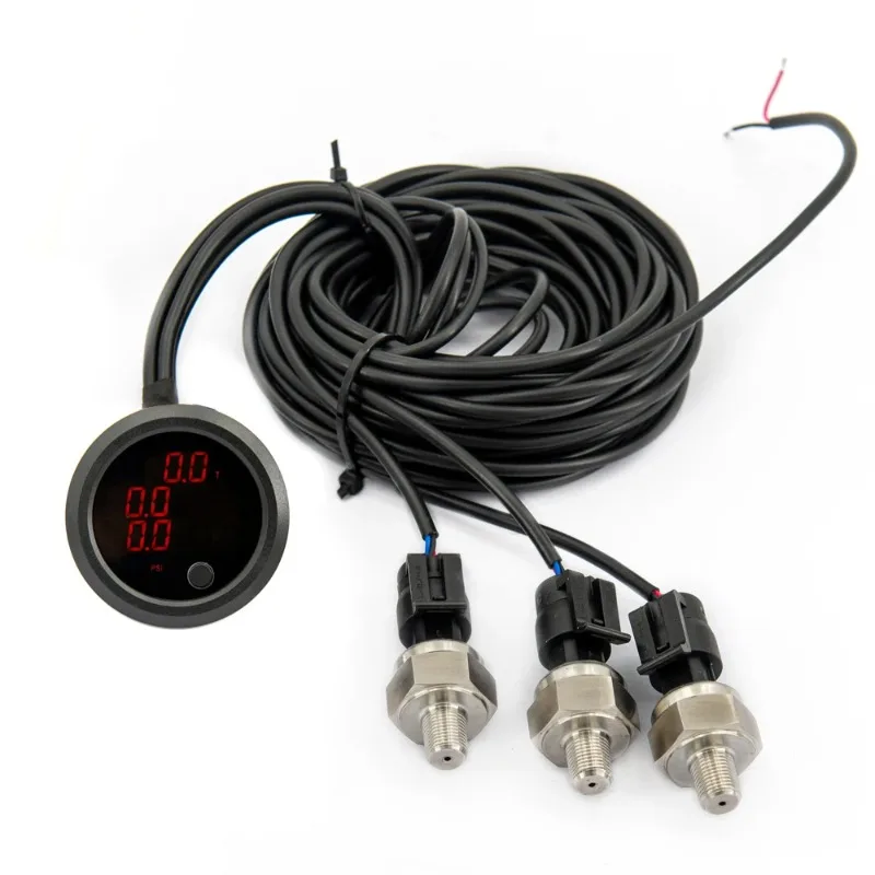3-in-1 Air Suspension Pressure Gauge Kit, Solenoid Valve Control Panel with Ship Type Toggle Switch