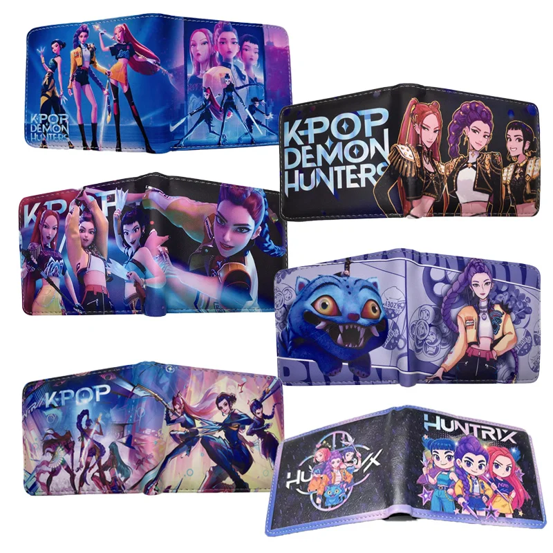 

Кошелек Demon Hunters Kpop, держатель для карт в стиле аниме, складной кошелек из искусственной кожи для хранения денег, кошелек для фотографий для девочек, карманные кошельки для женщин, подарок