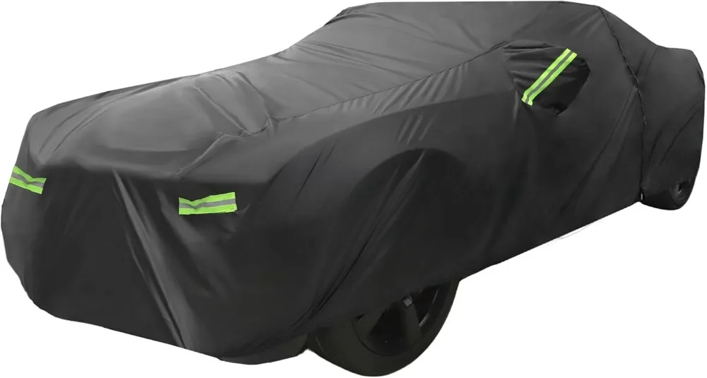 

Waterproof Car Cover for Chevrolet Camaro 2010-2021, All Weather Protection with Door Zipper and Windproof Straps
