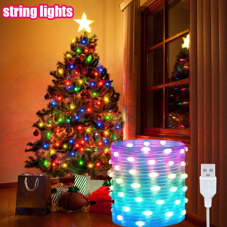 RGB String Lights, USB-powered String Lights, 2m/5m/10m/15m/20mlights, Flexible Lights for Stairs, Bedroom, Kitchen