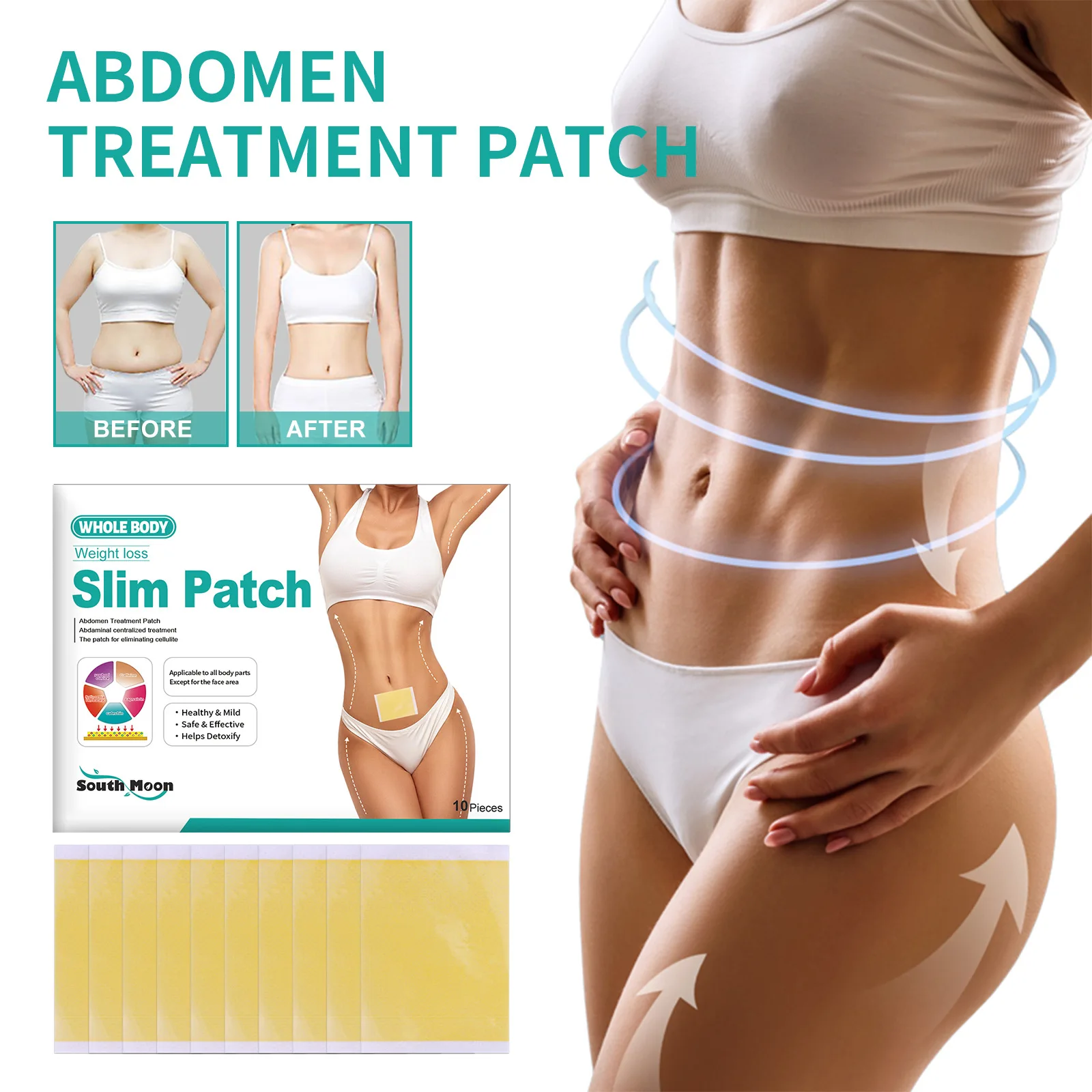 10pcs Lose Weight Waist Patches Lazy Slimming Self-heating Body Shaping Stickers For Women Men Waist Leg Belly Fat Treatment