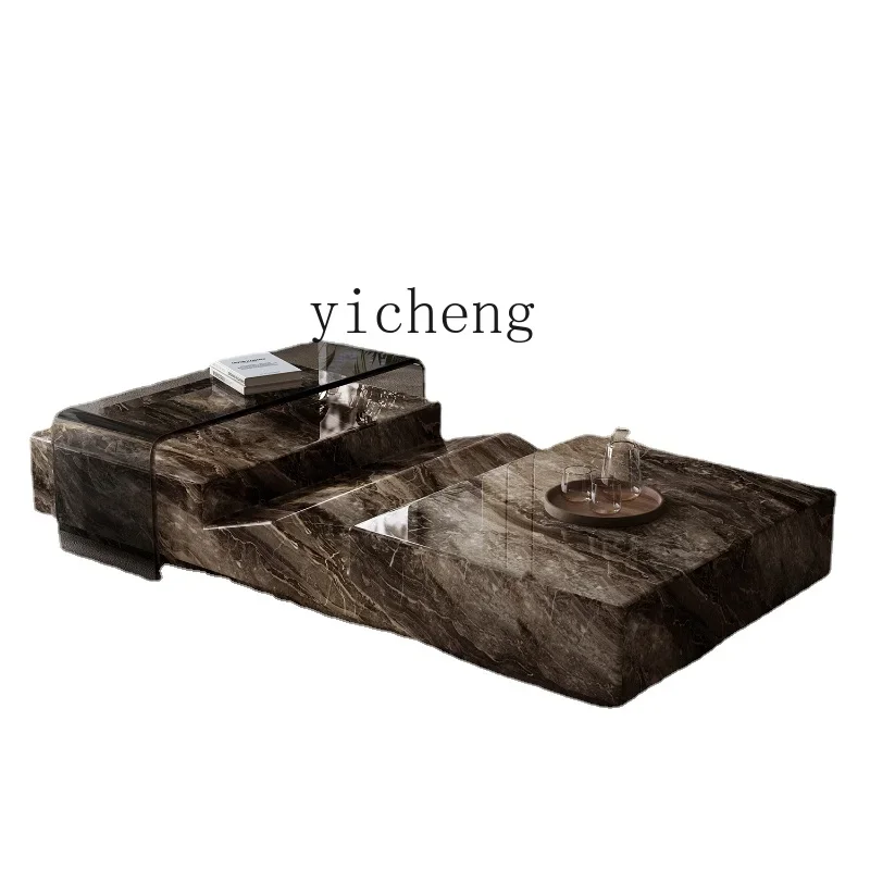 XL Marble Coffee Table TV Cabinet Combination Villa Large Flat High-End Luxury Stone Tea Table