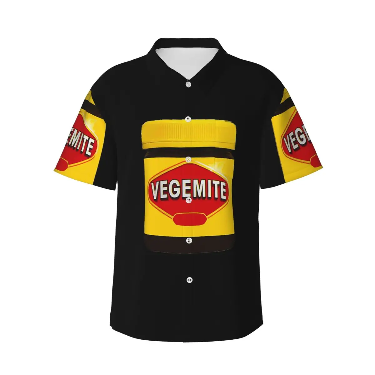 

Vegemite мужские рубашки Гавайская рубашка с коротким рукавом забавные топы на пуговицах для летнего пляжа