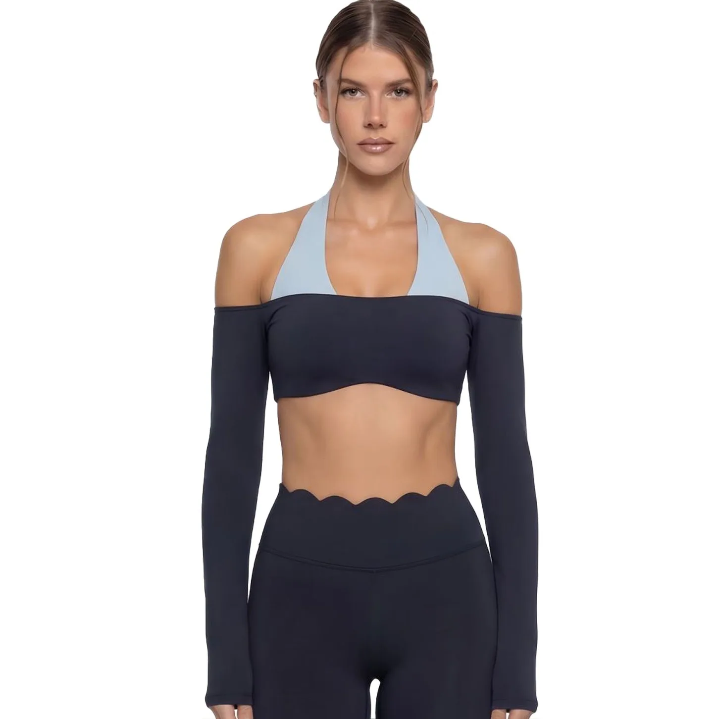 Women's Underwear Long Sleeve With Chest Pad Quick-Drying Off-Shoulder Top Tight Yoga Clothes Outdoor Workout Compression Pants