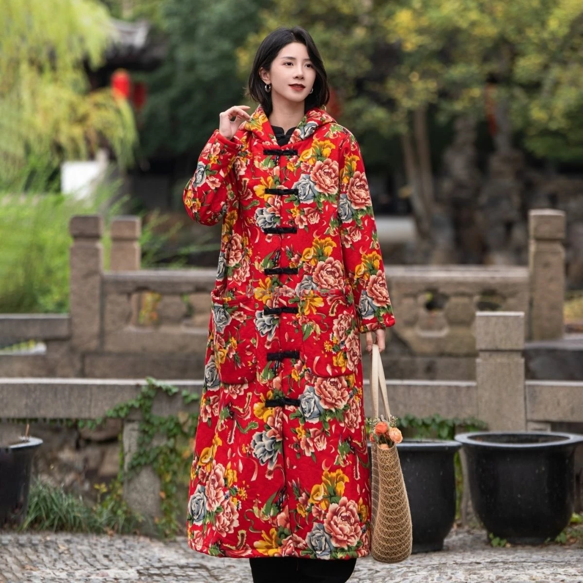 2025 ملابس دونغبي الصينية المطبوعة المميزة للعام الجديد معطف سميك من القطن والكتان على الطراز العرقي معطف شتوي عصري للترفيه #3