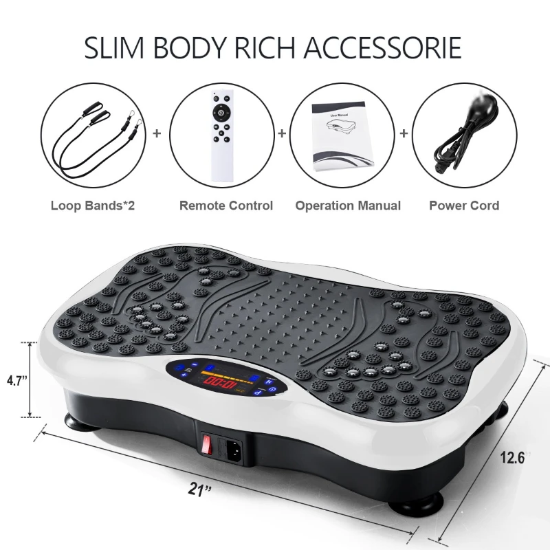 Portable Fitness Equipment with Full Body Vibration Plate for Lazy People, Electric Shaking Body Building Machine for Home Use