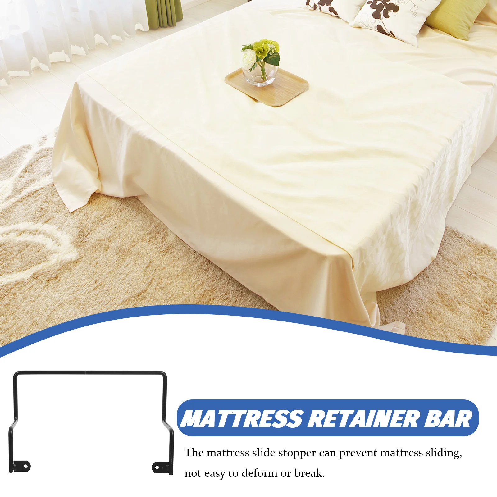 

Mattress Anti slip Baffle Slide Stopper Black Holder for Bed Frame Non slip Stoppers Easy Installation Durability Fits Sizes
