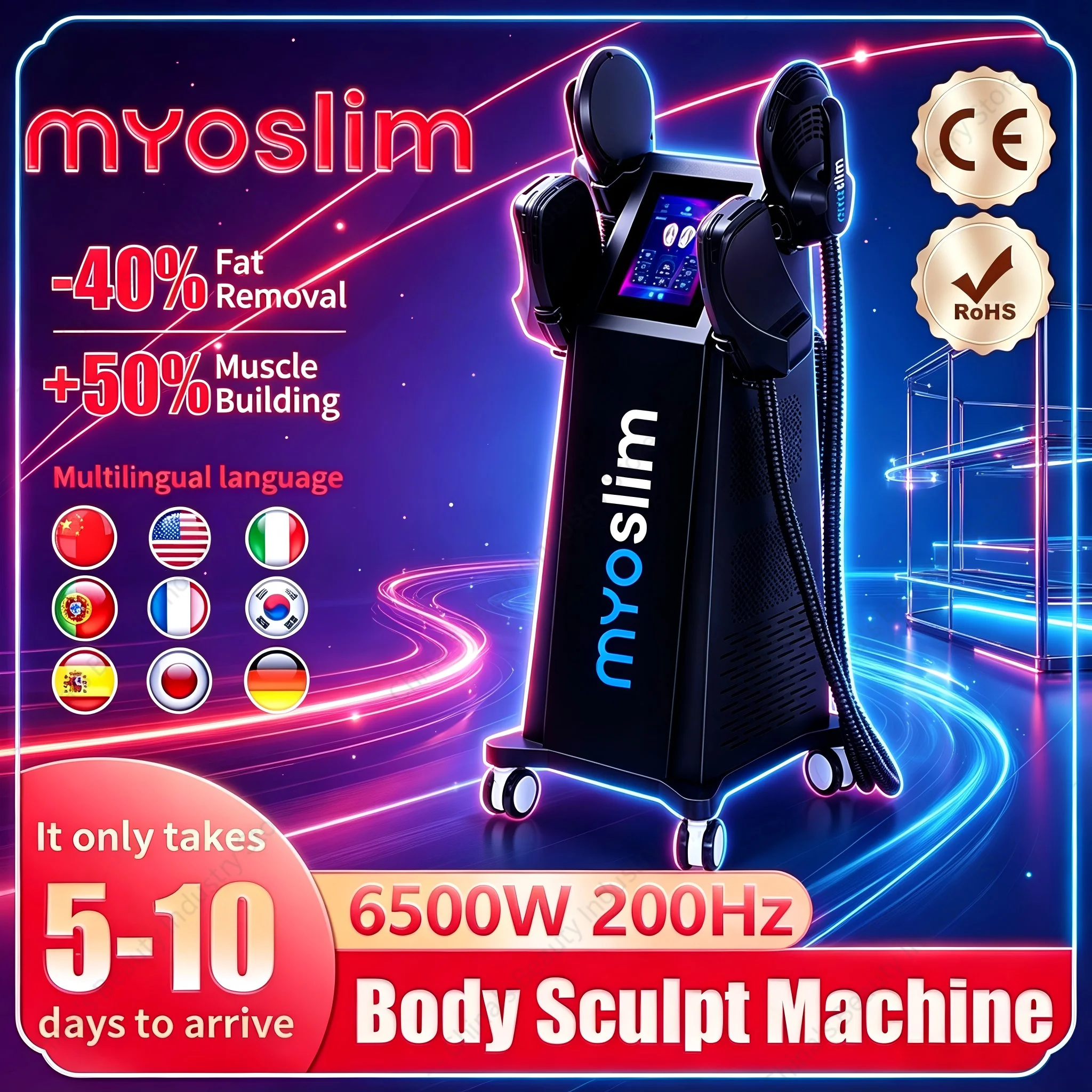 EMS New 15 Tesla 6500W Hi--Emt MYOslim Portable Muscle Slimming And Weight Loss Engraving Body Sculpting Machine Salon