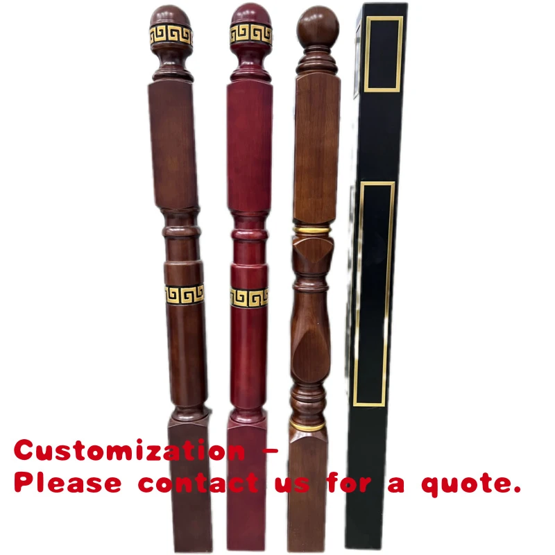 custom.Luxury Quality Solid Wood Stair Posts & Handrails Gold-Painted Resistant Rubber Parts-3-Year