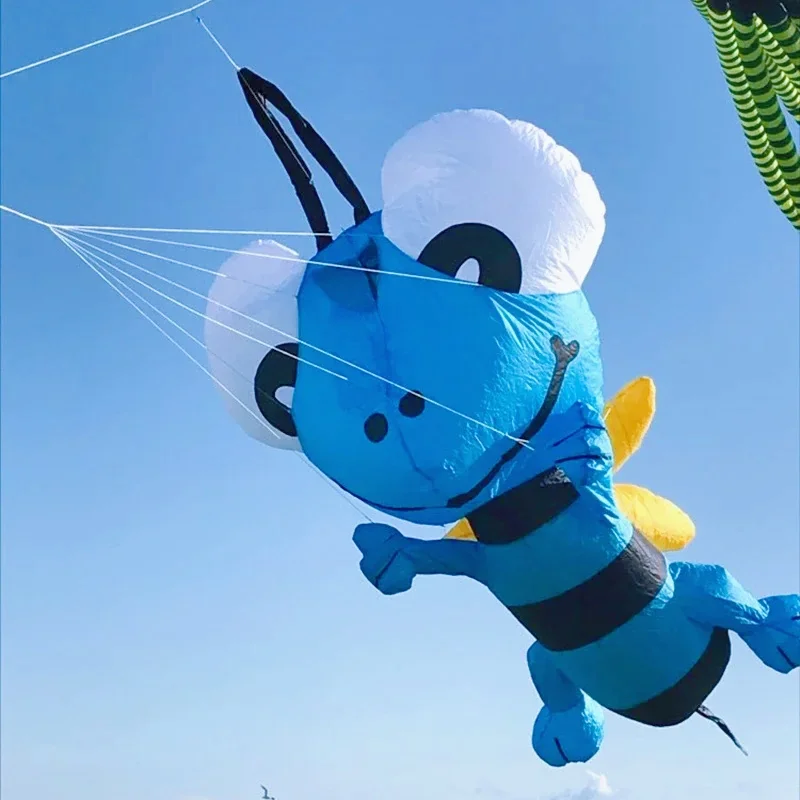 Gratis verzending 3d bee kite hanger grote zachte kite fly nylon kite opblaasbare kite grappige vliegende vliegers voor kinderen opblaasbaar spel