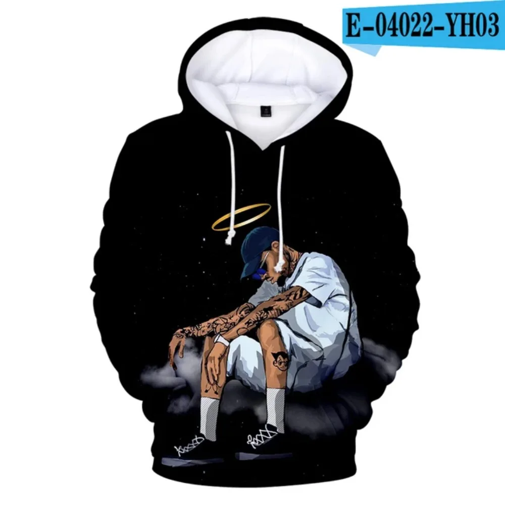 2024 New Rapper Chris Brown Hoodies 3D Print Sweatshirt Personality Popular Men Casual Autumn Winter Heart Break Design Hoodies