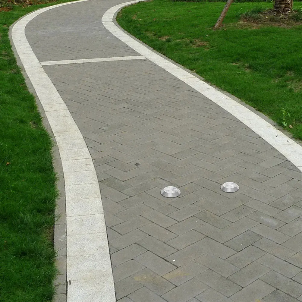 6 قطع من مؤشرات التحذير اللمسية المصنوعة من الفولاذ المقاوم للصدأ ترصيع علامات الطريق المستديرة لسطح المشي في أرصيف مطار المترو