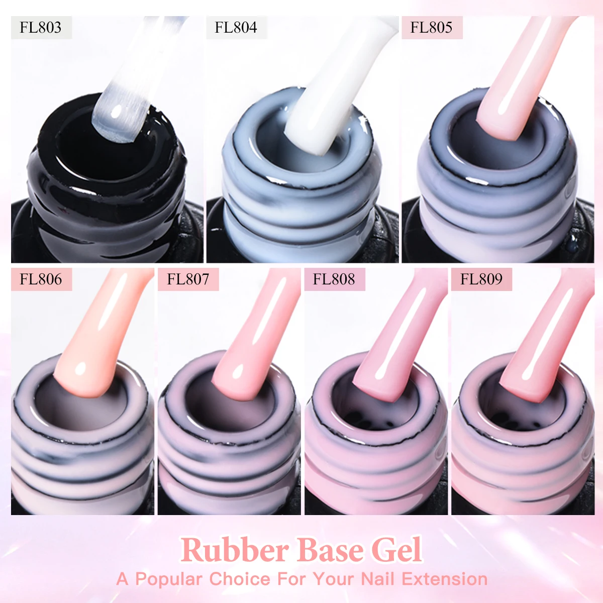 FOUR LILY 10ML Nude Pink Rubber Base Gel Nail Polish Milky White Color Semi Permant Soak Off UV LED Self-leveling Gel Varnishes