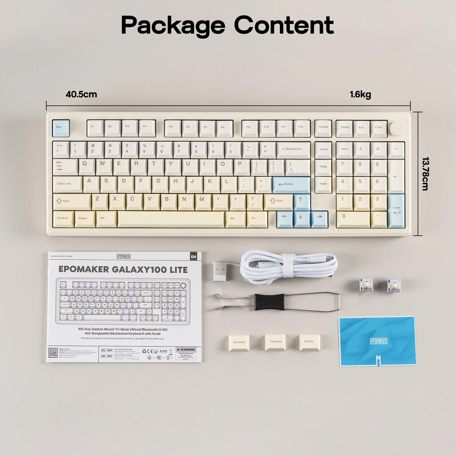 EPOMAKER Galaxy100 Lite Custom QMK VIA 96 ANSI US Layout Gasket Hot Swap Tri Mode Wireless Aluminum Mechanical Keyboard Gift