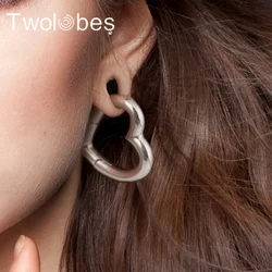 Twolobes 2PCS Heart 316 Stainless Steel Gauges Tunnels For Stretched Lobe Ear Weights Hangers Piercing Body Jewelry
