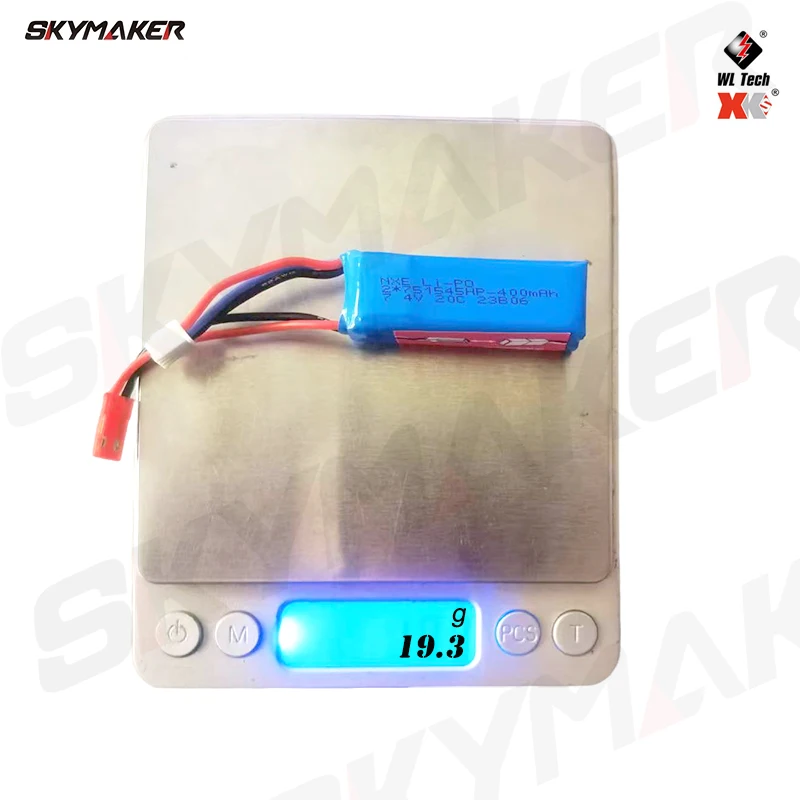 Wltoys Original Lipo Battery 7.4V 400mAh 20C 1/28 RC Car Lipo Battery For 284161 284010 284131 K969 K989 Parts 2S Charger