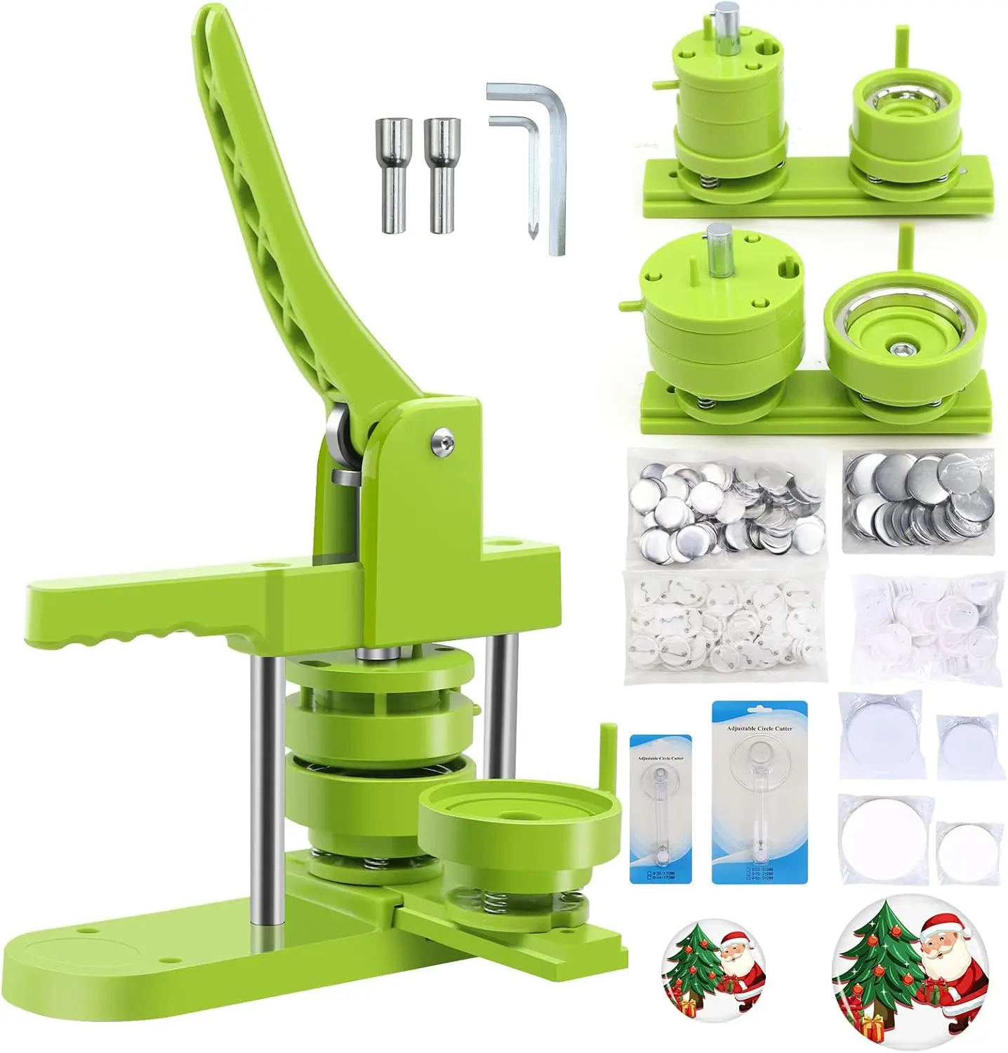 Button Maker Machine - Multiple Sizes 1.25in+2.25in, Kit for DIY Gifts, Button Press Machine with Free 200PCS 32-58mm Supplies &