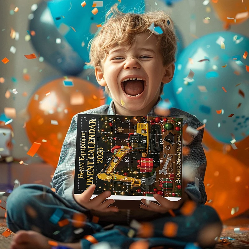 중장비 어드벤트 캘린더 2025, 24일 크리스마스 카운트다운 캘린더, 24개 다이캐스트 기계, 미니 굴삭기 장식품