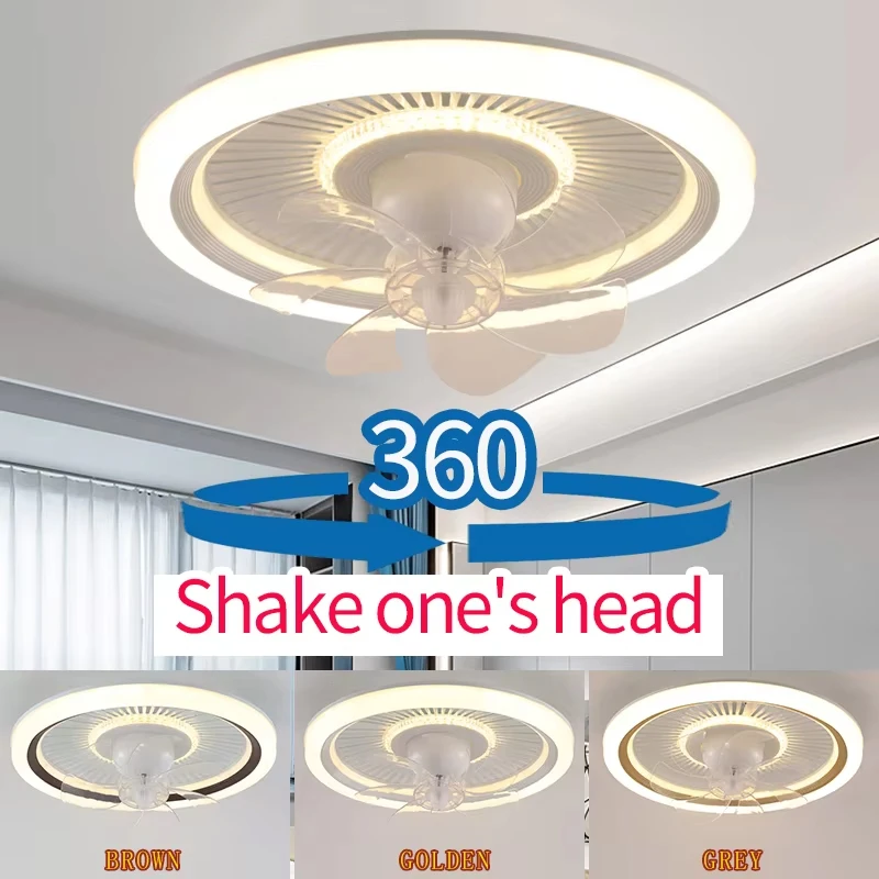 6-snelheden gesloten ronde ventilatorlamp met afstandsbediening, slaapkamerventilatorlicht, woonkamer slaapkamer eetkamer plafondlamp