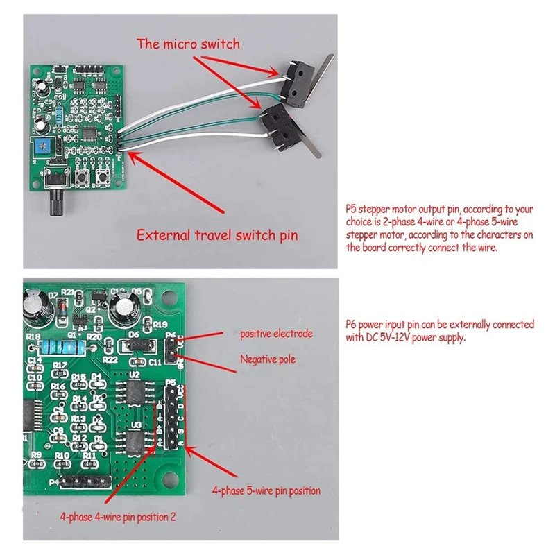 DC 5V-12V 6V Stepper Motor Driver Mini 2-Phase 4-Wire 4-Phase 5-Wire Multifunction Step Motor Speed Controller Module