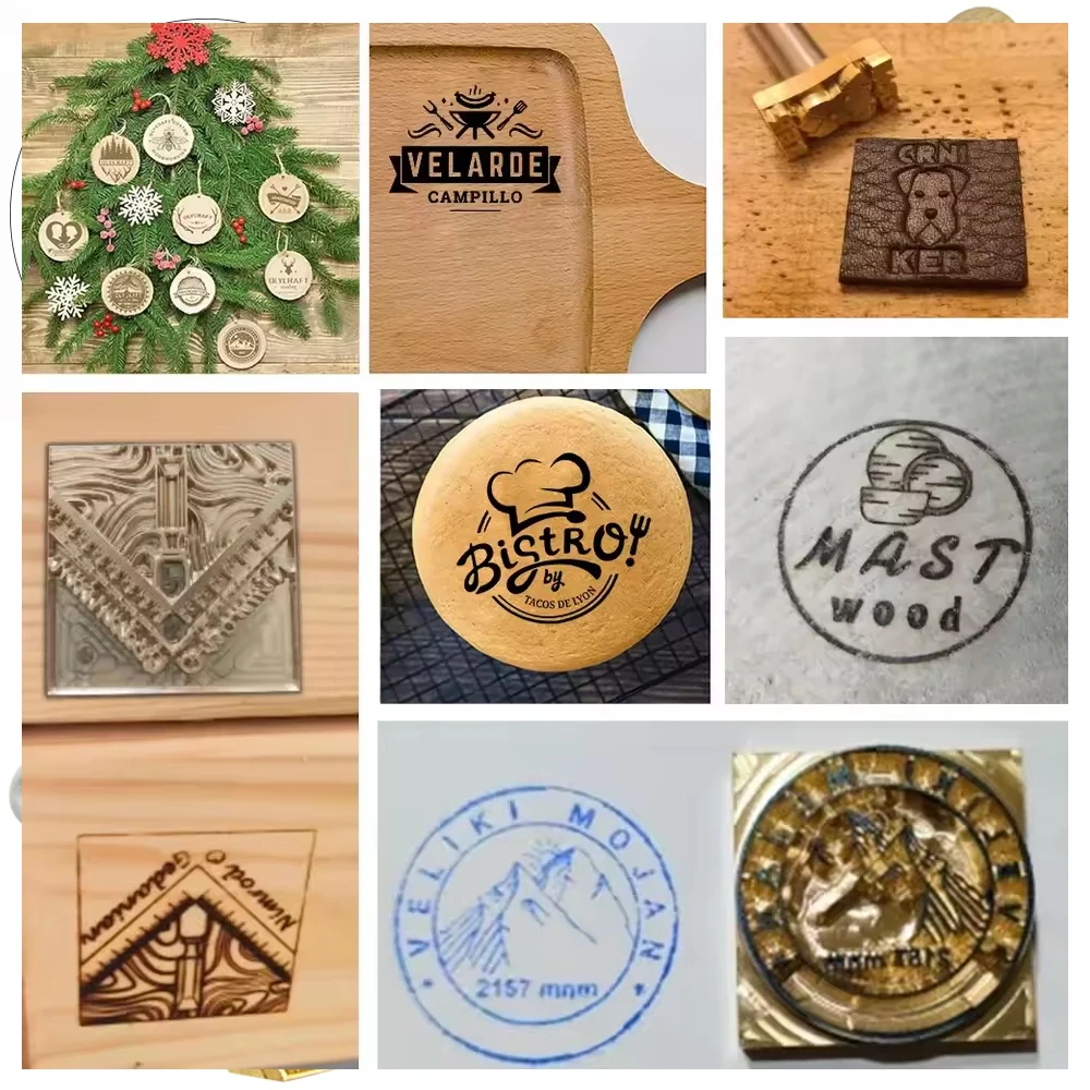 Custom Branding Iron Stamp DIY LOGO Heating Brass Embosser Seals with Handle for Wood Leather Cake Hamburger Wedding Party Craft
