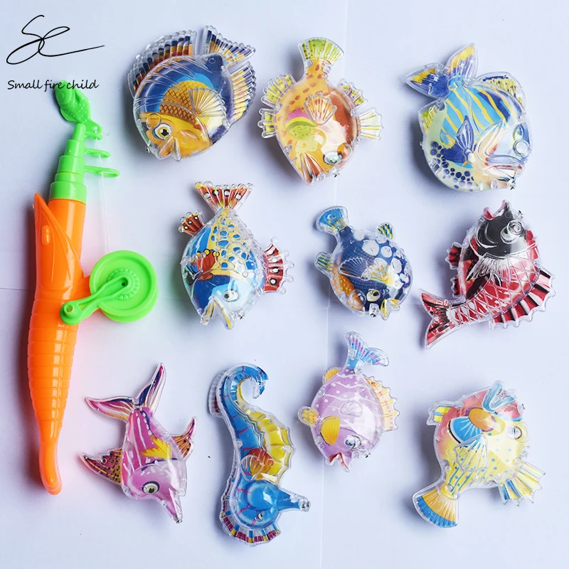 NEW 11pcs/Set Magnetic Fishing Parent-child interactive Toys Game Kids 1 Rod 10 3D Color Fish Baby Bath Toys outdoor hobbies