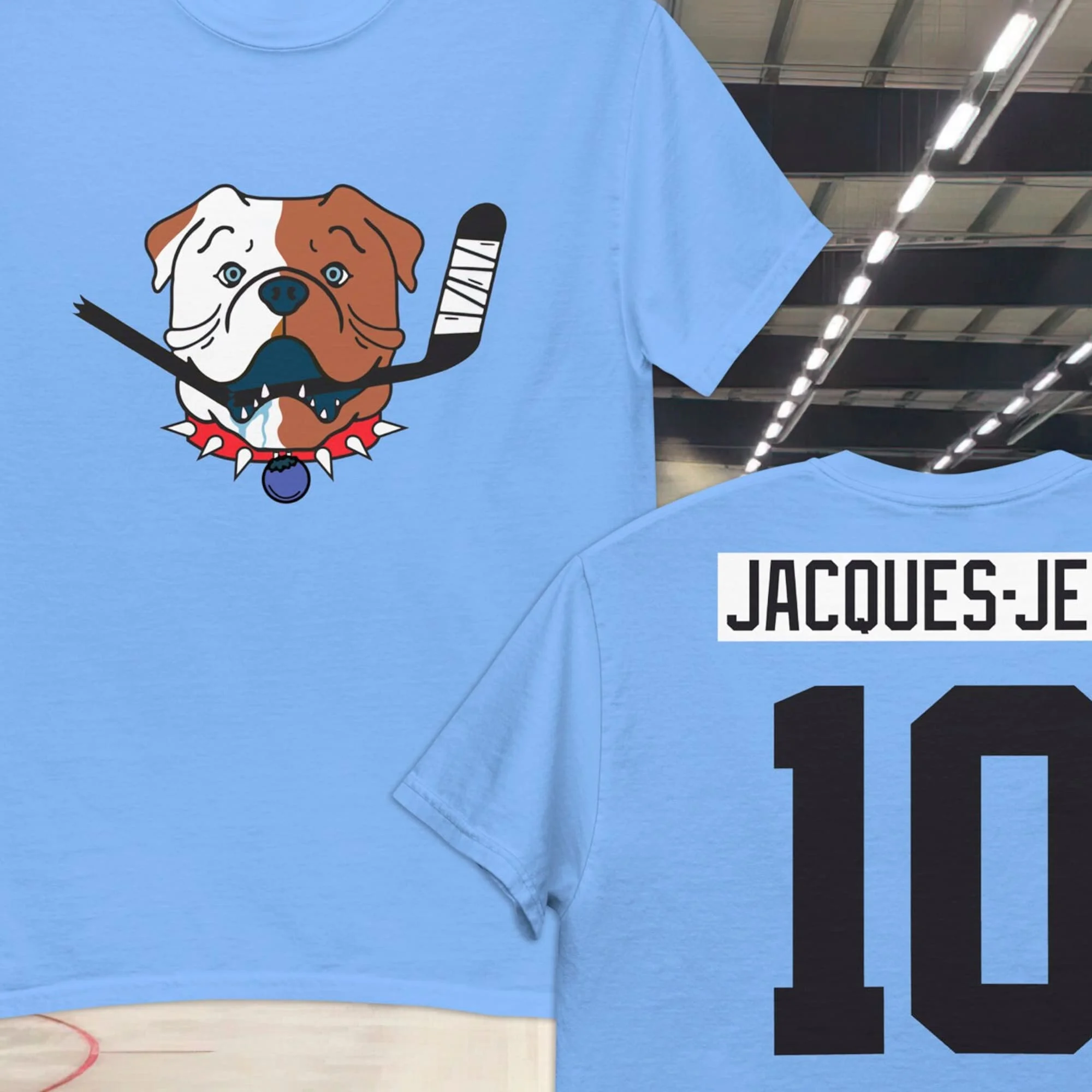 ホッケーの短いセーター、クラシックなTシャツ、再利用可能なTシャツ、royty、bluetberry、ブルドッグ、clak jean 10、s1