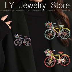 Creative Bicycles Shaped Brooch Colorful Full Rhinestones Cycle Bike Lapel Pin For Women Ladies Daily Clothing Decor Accessories