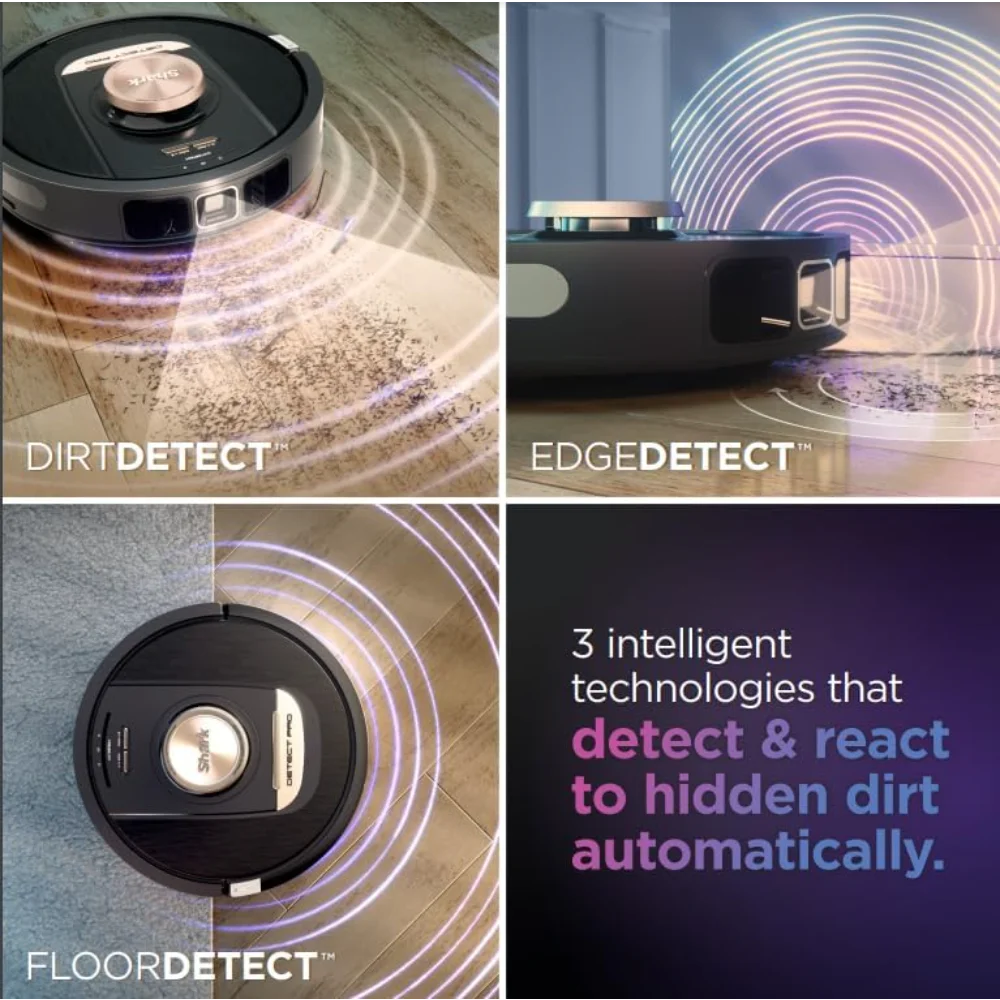 Shark RV2820AE Detect Pro Self-Empty Robot Vacuum with Bagless, 60-day Capacity HEPA Base, 3 Detect & React Technologies