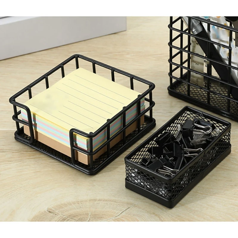 Sticky Note Holder, Metal Sticky Note Holder 3.6X 3.6X1.8 Square Black Sticky Note Dispenser Holder For Desk Office Dorm