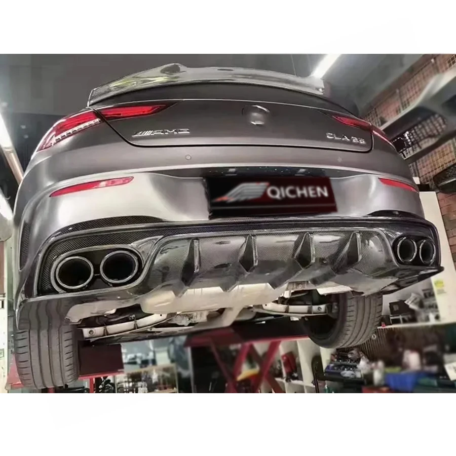 لمرسيدس بنز CLA الفئة W118 CLA45 CLA35 CLA260 ألياف الكربون عودة الشفاه مانع صدمات خلفي للسيارة الناشر الخائن المفسد طقم الجسم #5