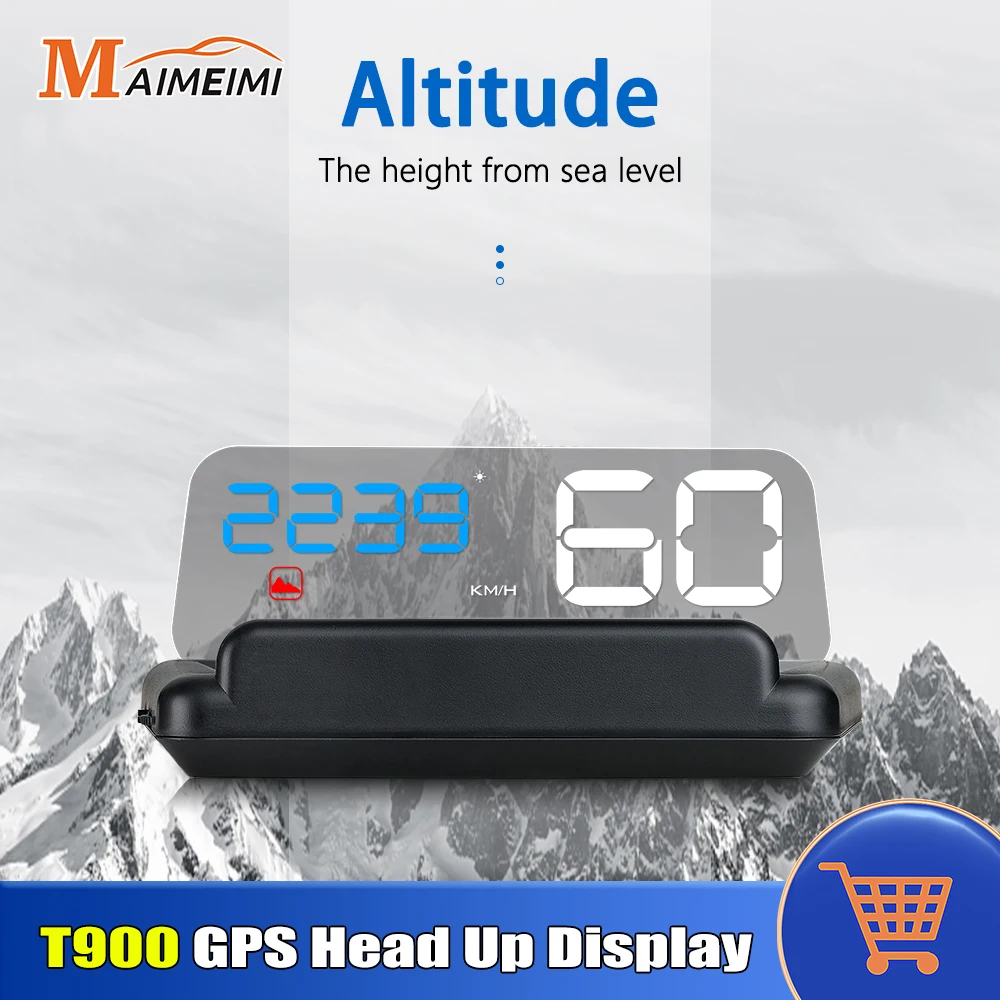 

T900 GPS Head Up Display Windshield Projector HUD Digital Display Speed KMH Speedometer Clock Compass Altitude For All Cars