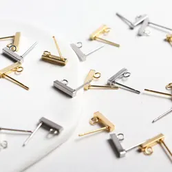 20Pcs Stainless Steel T Style Studs Earrings Pins Base for DIY Earring Ear Backs Jewelry Making Accessories Components