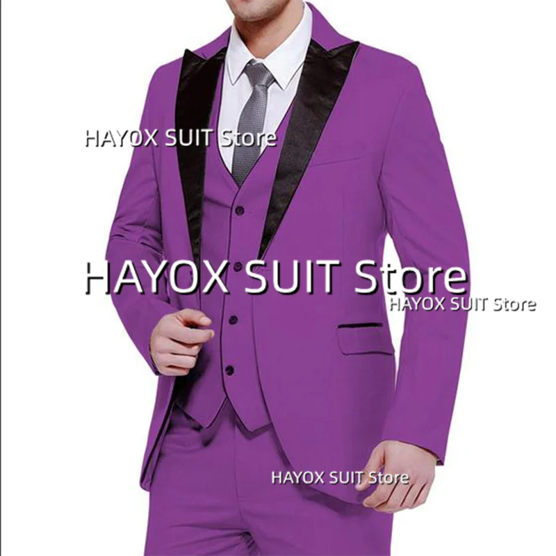 

3-Piece Suit For Men Slim Fit Point Lapel Jacket Pants Waistcoat Business Formal Office Meeting Wedding Groomsman Tuxedo