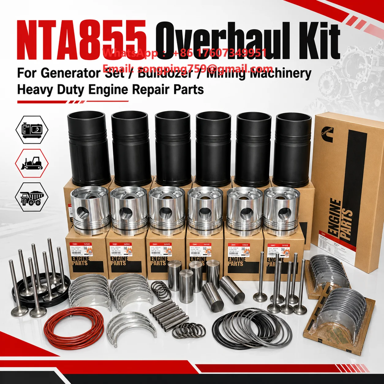 Diesel Engine Parts for Cummins NTA855 Engine Overhaul Kit OEM Quality Engine Rebuild Kit for Generator Construction Machinery