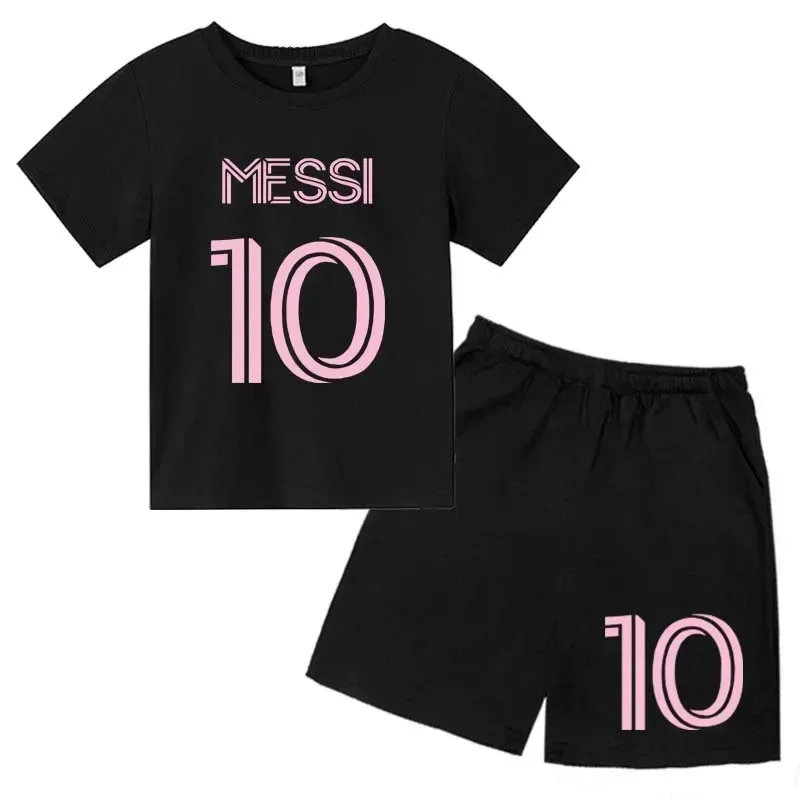 Kids Super Soccer Star No.10 Messi Print T-shirts+shorts 2pcs Set Sports Suits 3-14Y Boys Girls Idol Streetwear Children Sets