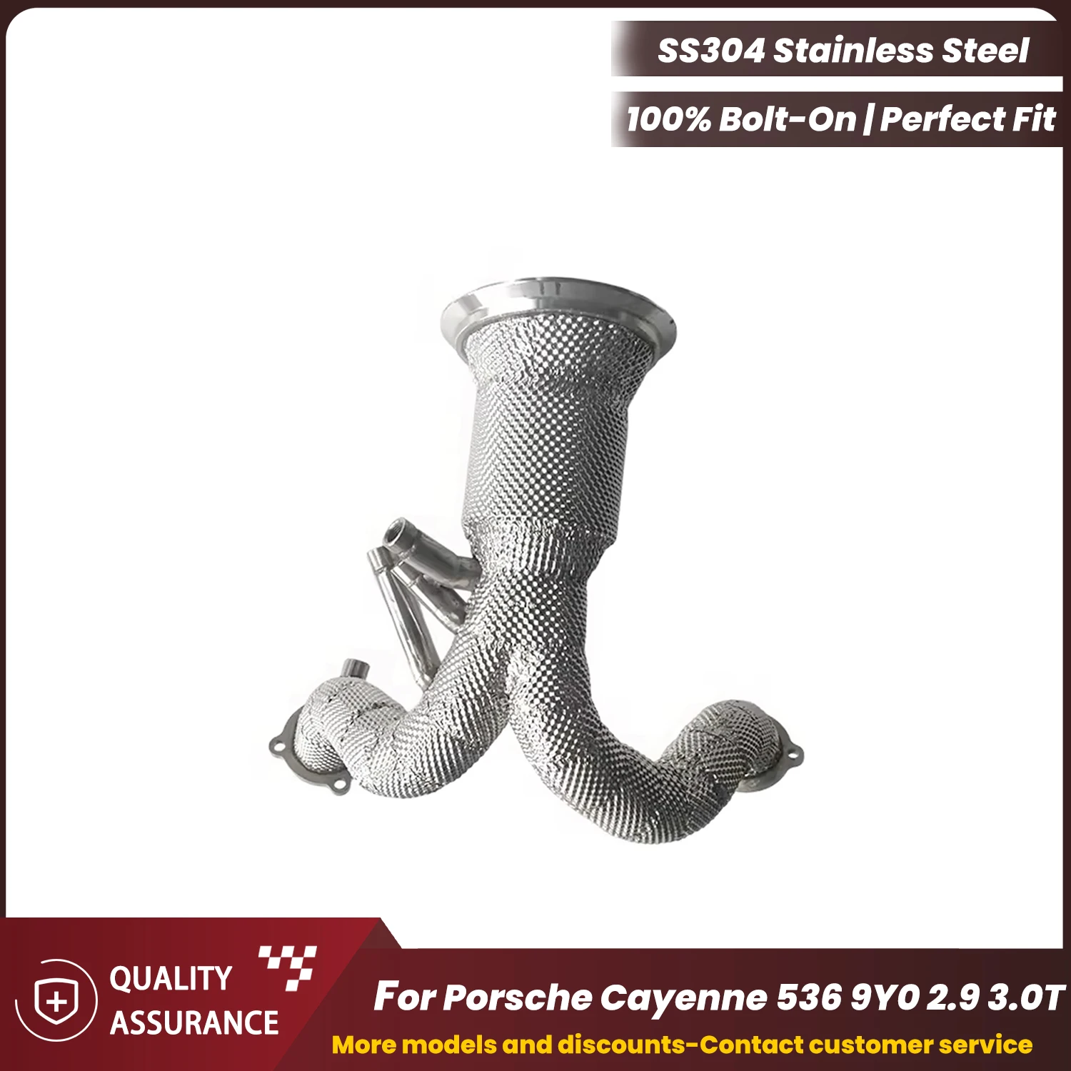 

Sports Downpipe With Heat Shield For Porsche Cayenne 536 9Y0 2.9 3.0T Aggressive Exhaust Sound High Flow Performance Upgrade