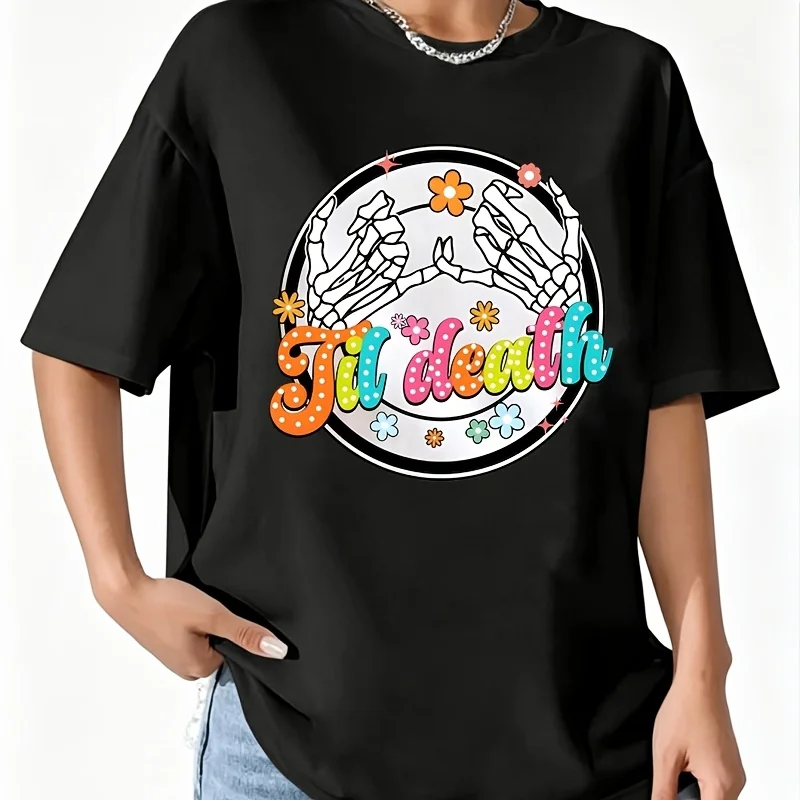Retro Til Death Women's 100% Cotton T-Shirt Short Sleeve Top Casual Round Neck Fun Print Tee S-5Xl