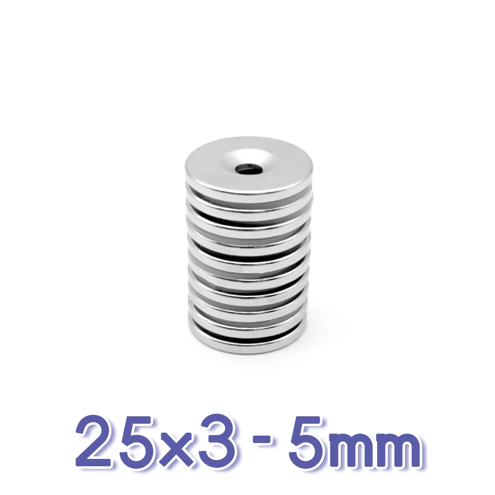 2/5/10/15/20/30PCS 25x3-5 mm Round Powerful Magnetic Magnets 25*3 Hole 5mm Permanent Neodymium Magnet Disc 25x3-5mm 25*3-5 N35