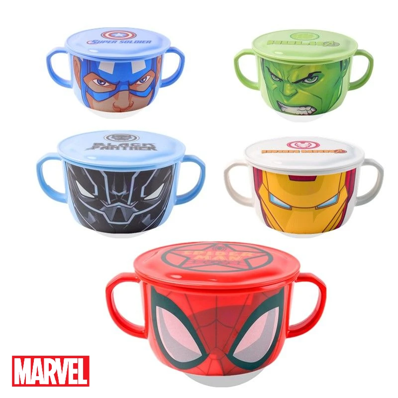 Marvel Spiderman double-eared instant noodle bowl with lidcreativeThe Avengers household large soup bowlpersonality tableware