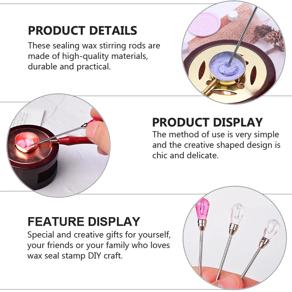 

1 set Sealing Wax Stirring Rods Spoon Tools for DIY Craft Random Color Mini Heating Stainless Steel Wax Seal Supplies