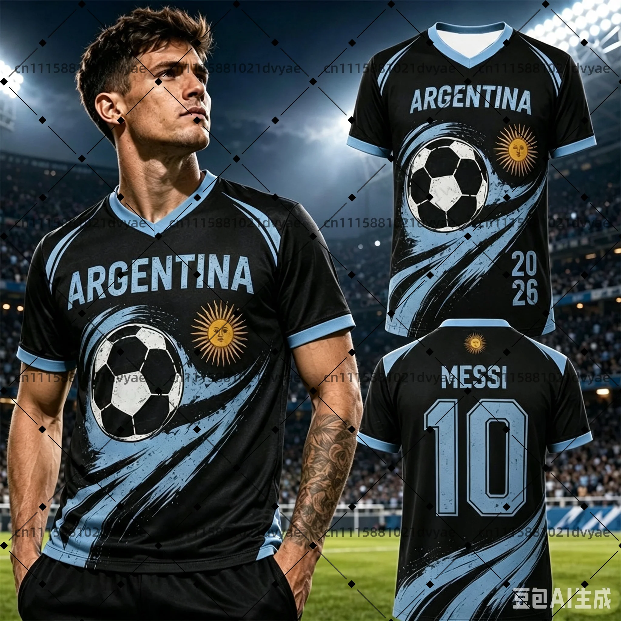 2026 Summer Messi Graffiti Fan Sports T-shirt - Daily Competition Training Comfortable Style