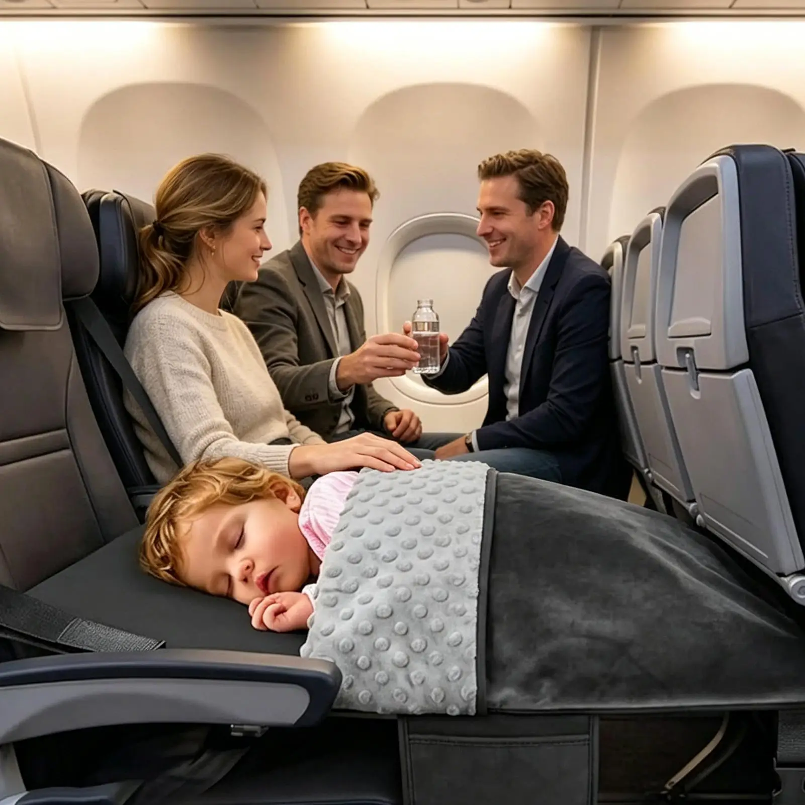 Kids Airplane Bed Soft Portable Folding Hammock Airplane Travel Bed With Blanket For Travel Vacation Long Trip Cabin Layover