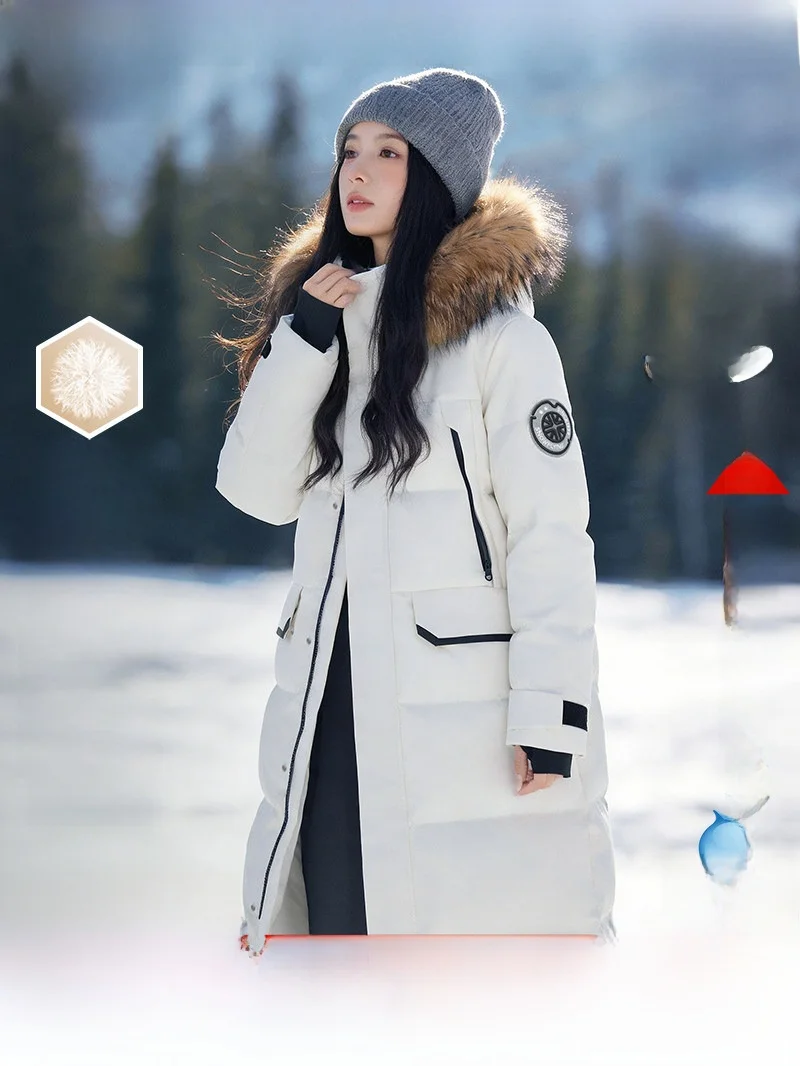 

Snow Flng Ice Series Thiened Long down Jaet Women's Men's Couple Coat High Quali Fur Collar Commute Skiing Clim...